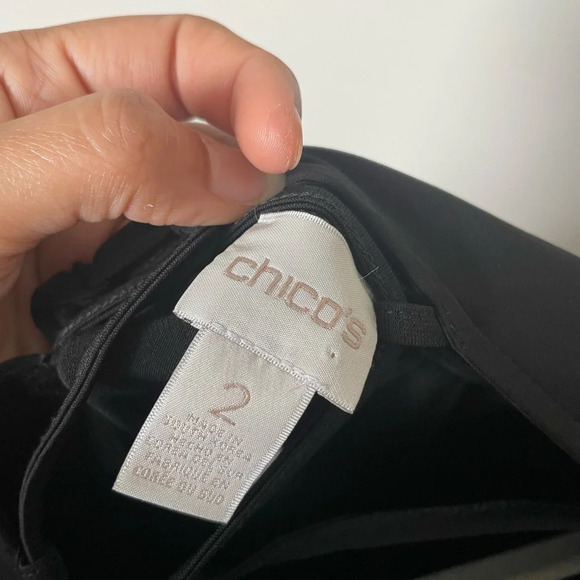 CHICOS Womens  BLACK Tunic STRETCH JERSEY Long Poet SLEEVE TOP SIZE 2 - Picture 5 of 5